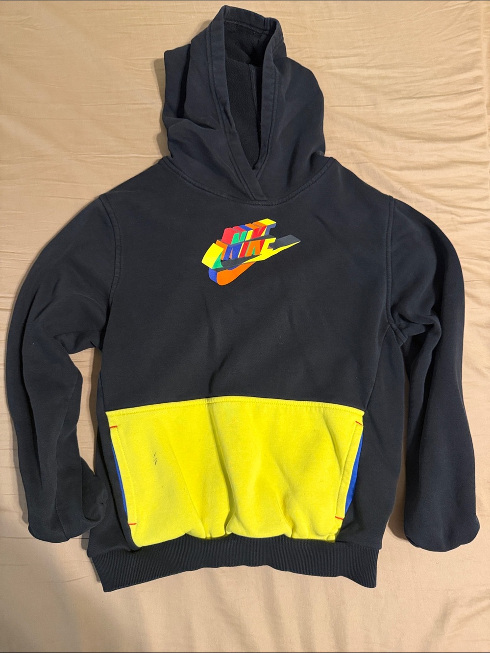 Retro Nike Kids' Black & Yellow Logo Hoodie